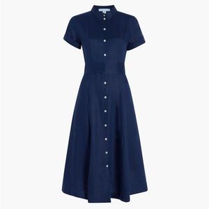 Hill House | Dresses | Nwt Hillhouse Navy Blue Linen Button Up Dress ...